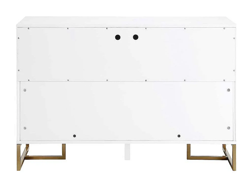 Sideboard weiss modern mit Bügelgestell aus Metall Goldfarben