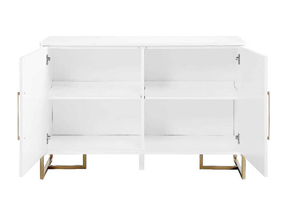 Sideboard weiss modern mit Bügelgestell aus Metall Goldfarben
