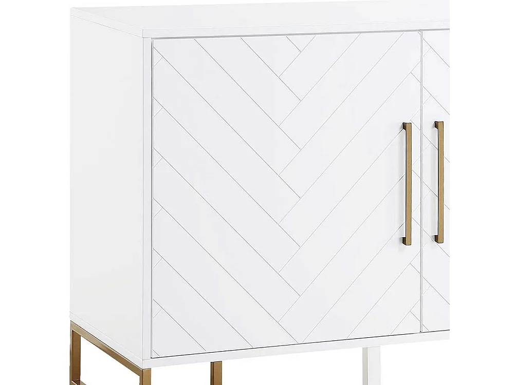 Sideboard weiss modern mit Bügelgestell aus Metall Goldfarben