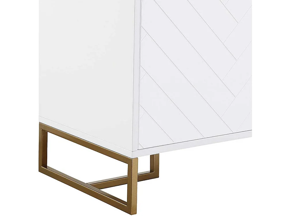 Sideboard weiss modern mit Bügelgestell aus Metall Goldfarben