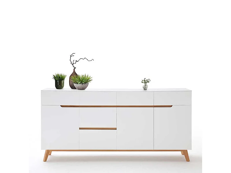 Esszimmer Sideboard in Weiß Asteiche Massivholz