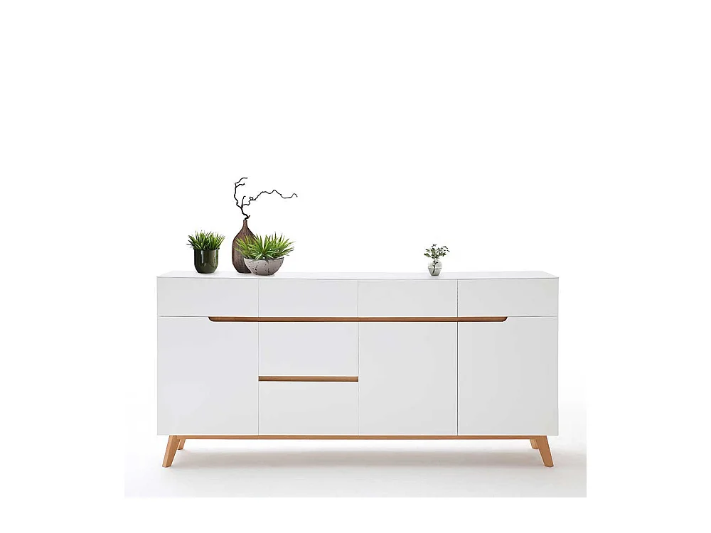 Esszimmer Sideboard in Weiß Asteiche Massivholz