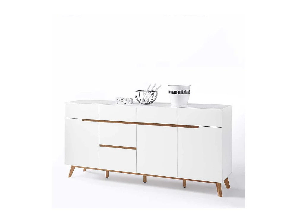 Esszimmer Sideboard in Weiß Asteiche Massivholz