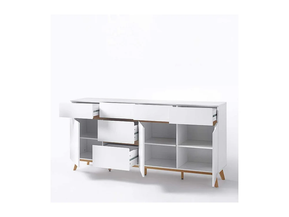 Esszimmer Sideboard in Weiß Asteiche Massivholz