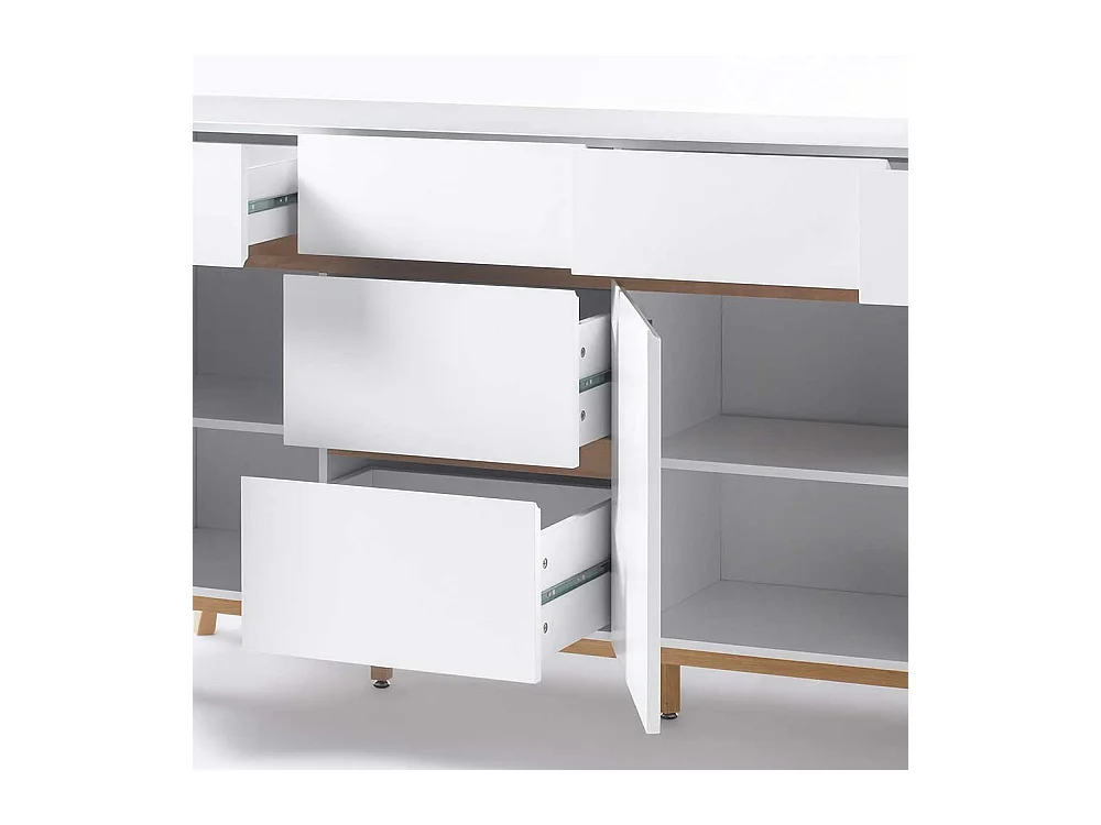 Esszimmer Sideboard in Weiß Asteiche Massivholz