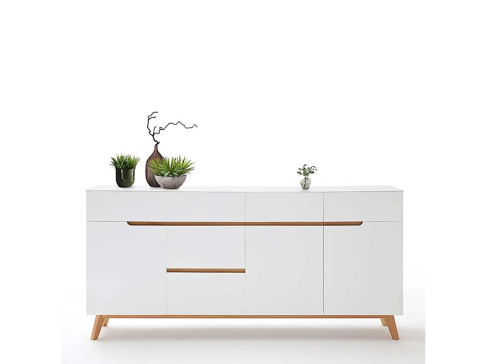 Esszimmer Sideboard in Weiß Asteiche Massivholz