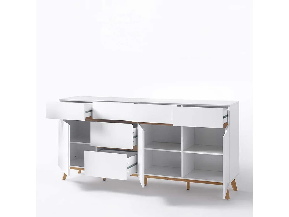 Esszimmer Sideboard in Weiß Asteiche Massivholz