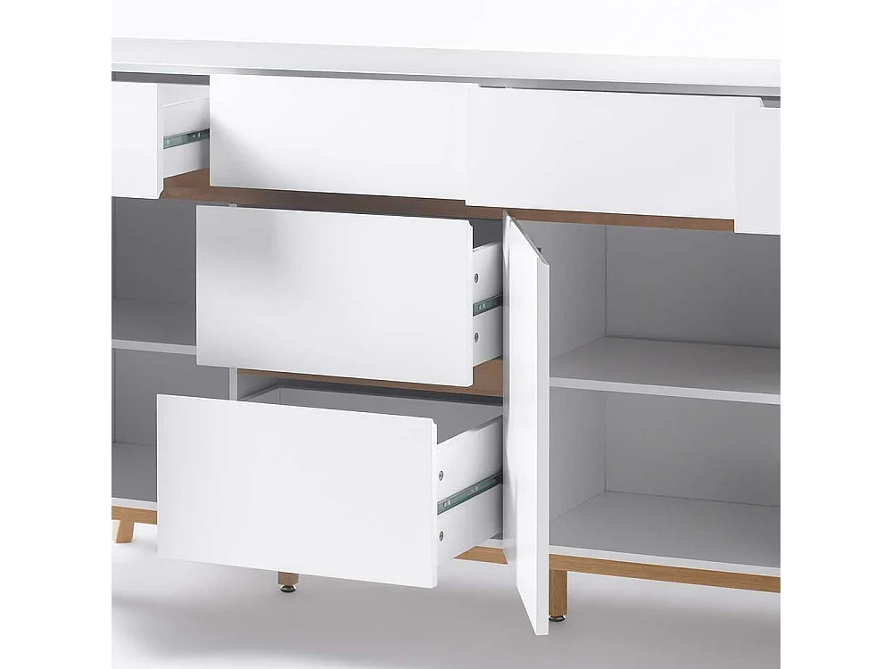 Esszimmer Sideboard in Weiß Asteiche Massivholz