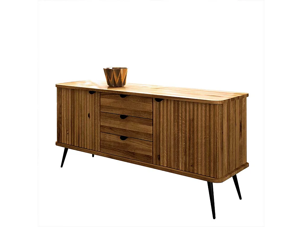 Holzkommode Wildeiche massiv 144 cm breit Vierfußgestell aus Metall