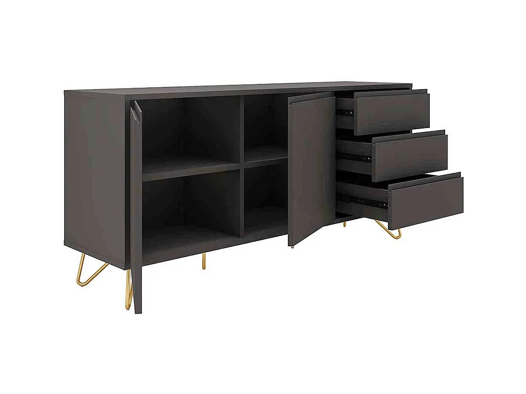 Esszimmersideboard in Grau und Goldfarben 150 cm breit