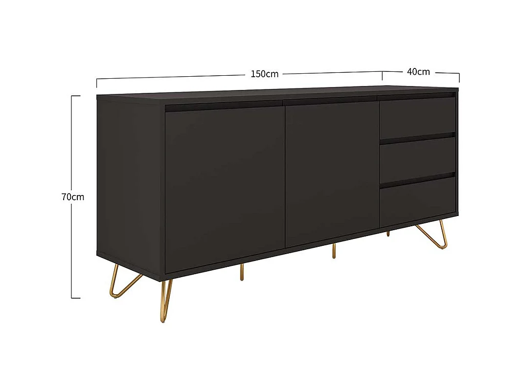 Esszimmersideboard in Grau und Goldfarben 150 cm breit