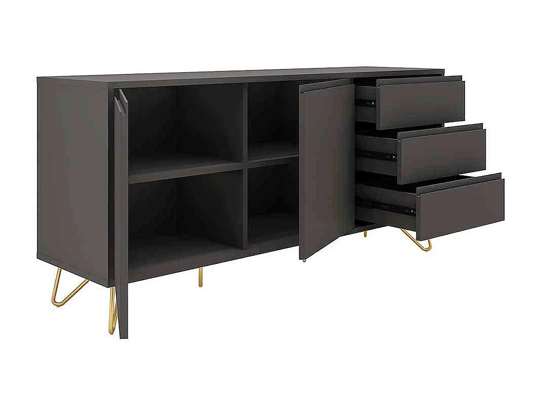 Esszimmersideboard in Grau und Goldfarben 150 cm breit