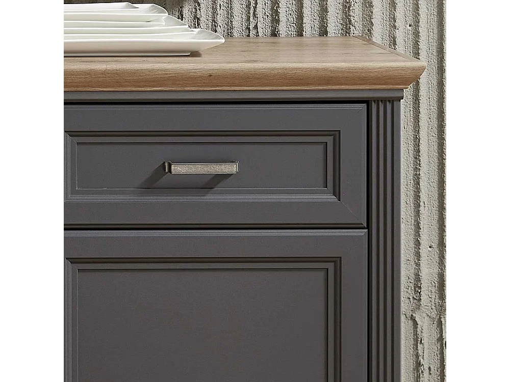 Landhaus Sideboard in Dunkelgrau Eichefarben