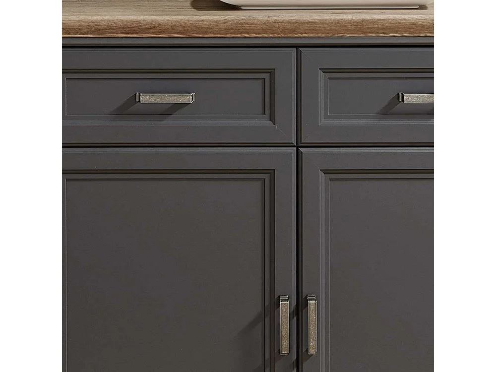 Landhaus Sideboard in Dunkelgrau Eichefarben