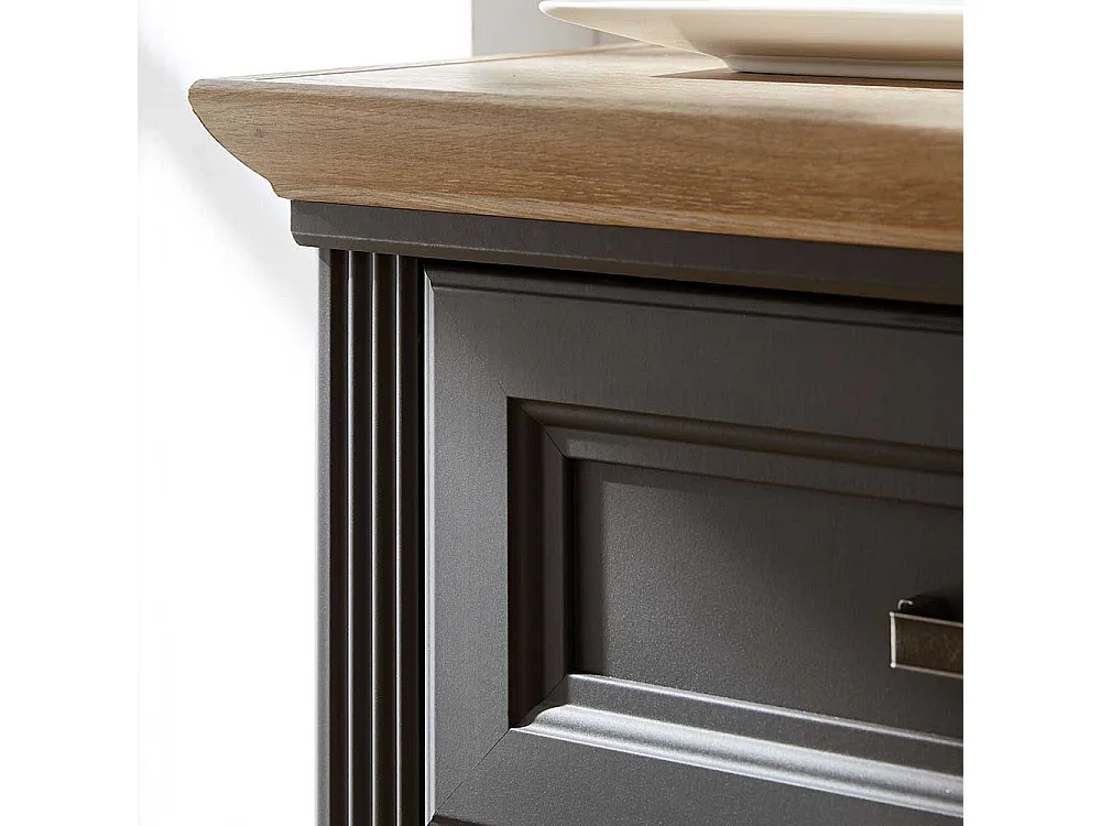 Landhaus Sideboard in Dunkelgrau Eichefarben