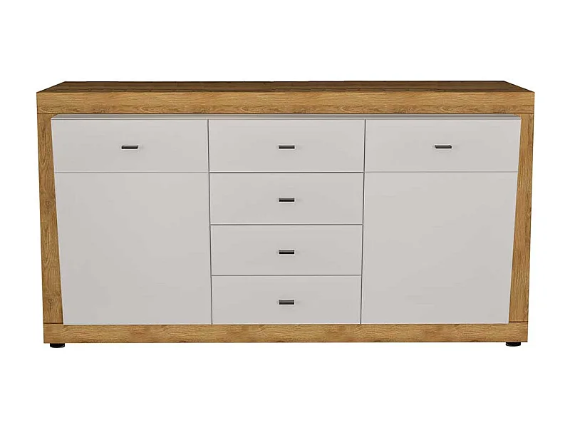 Sideboard in Wildeichefarben und Weiß Hochglanz 160 cm breit