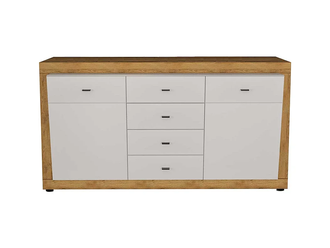Sideboard in Wildeichefarben und Weiß Hochglanz 160 cm breit