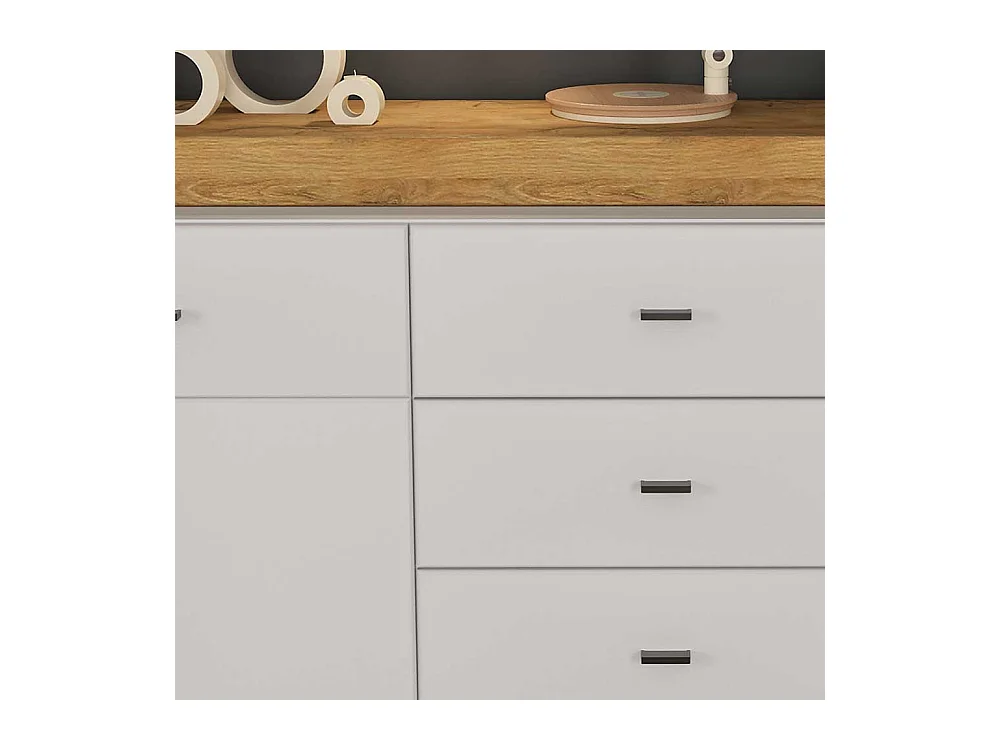 Sideboard in Wildeichefarben und Weiß Hochglanz 160 cm breit