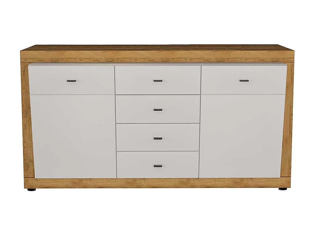 Sideboard in Wildeichefarben und Weiß Hochglanz 160 cm breit