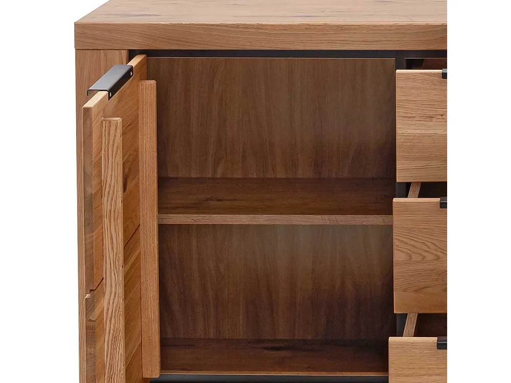 Sidebord in Wildeichefarben drei Schubladen