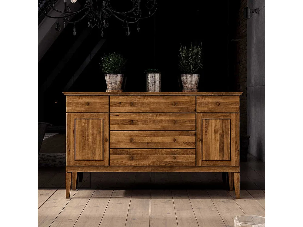 Sideboard aus Wildeiche Massivholz 100 cm hoch