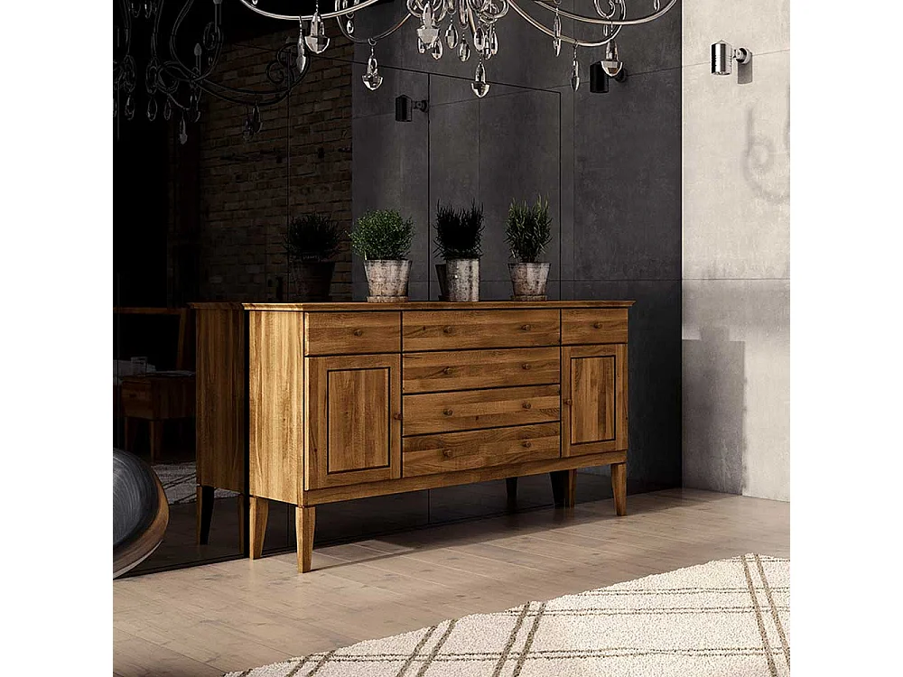 Sideboard aus Wildeiche Massivholz 100 cm hoch