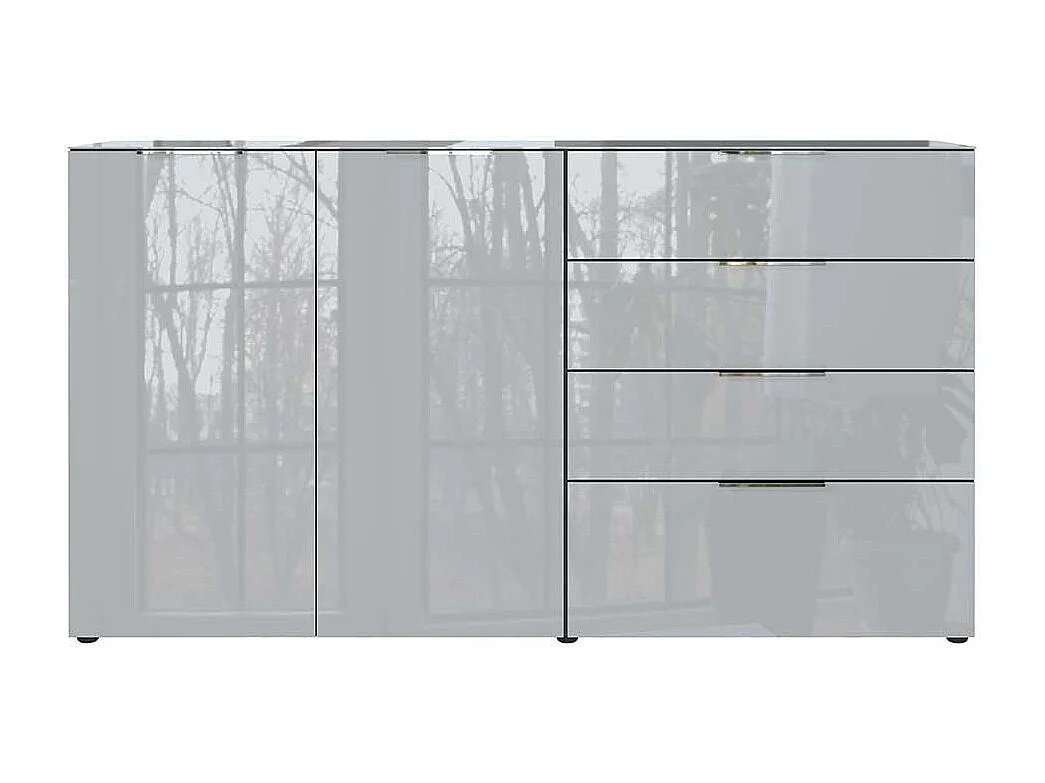 Sidebord glasbeschichtet in modernem Design vier Schubladen und zwei Türen
