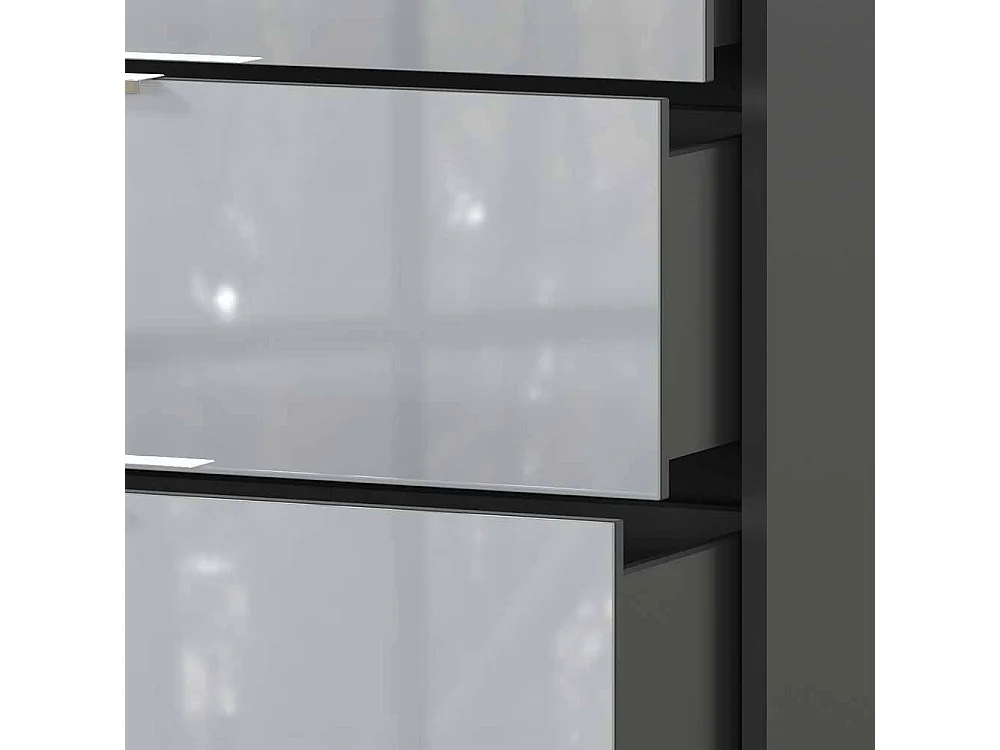 Sidebord glasbeschichtet in modernem Design vier Schubladen und zwei Türen