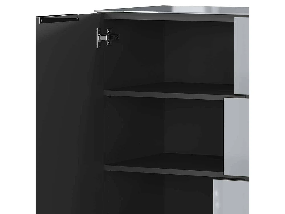 Sidebord glasbeschichtet in modernem Design vier Schubladen und zwei Türen