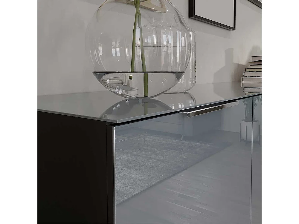 Sidebord glasbeschichtet in modernem Design vier Schubladen und zwei Türen