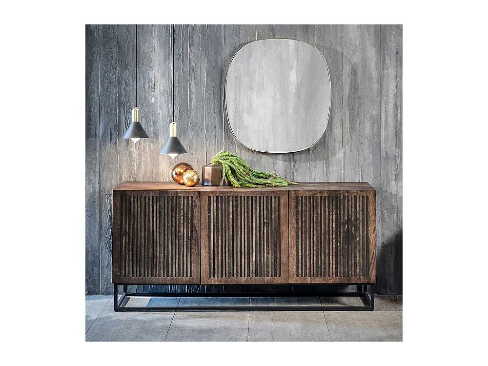 Sideboard aus Mangobaum Massivholz und Metall 160 cm breit