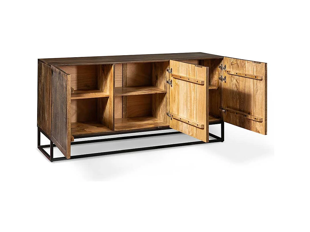 Sideboard aus Mangobaum Massivholz und Metall 160 cm breit