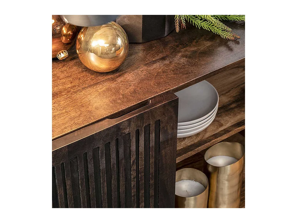 Sideboard aus Mangobaum Massivholz und Metall 160 cm breit