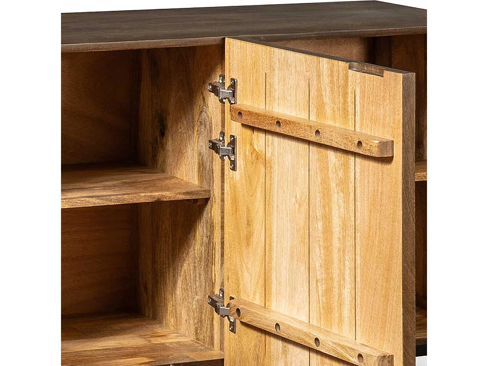Sideboard aus Mangobaum Massivholz und Metall 160 cm breit