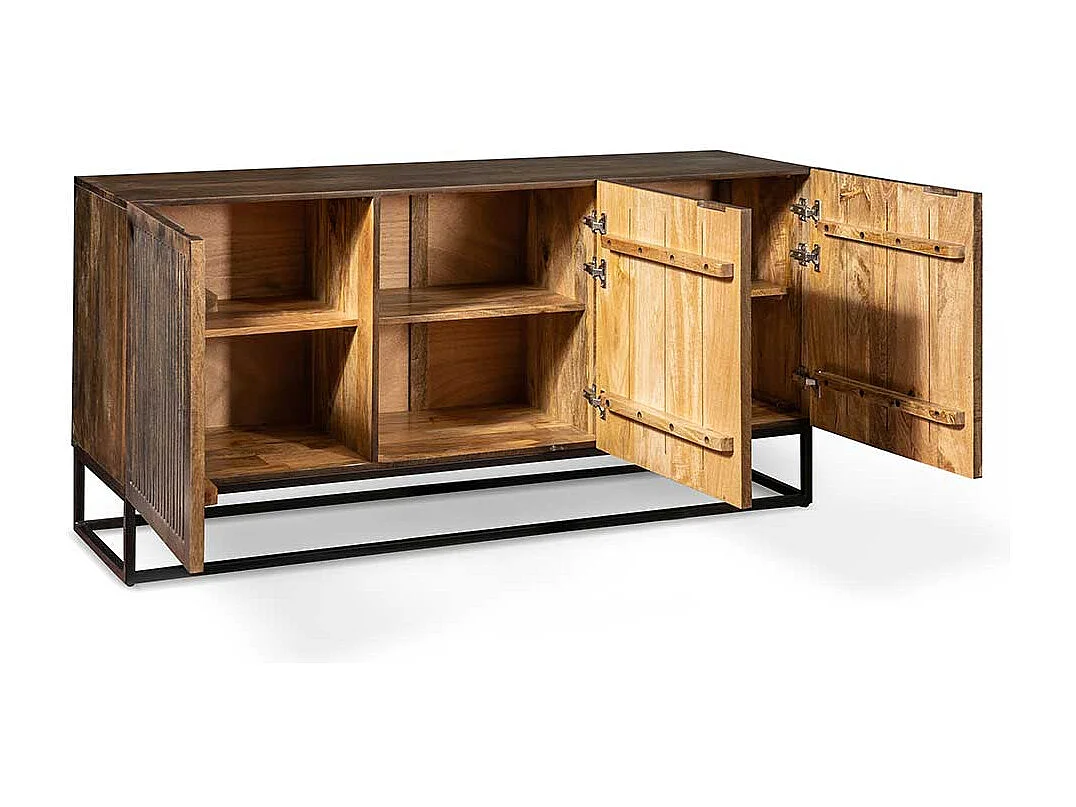 Sideboard aus Mangobaum Massivholz und Metall 160 cm breit