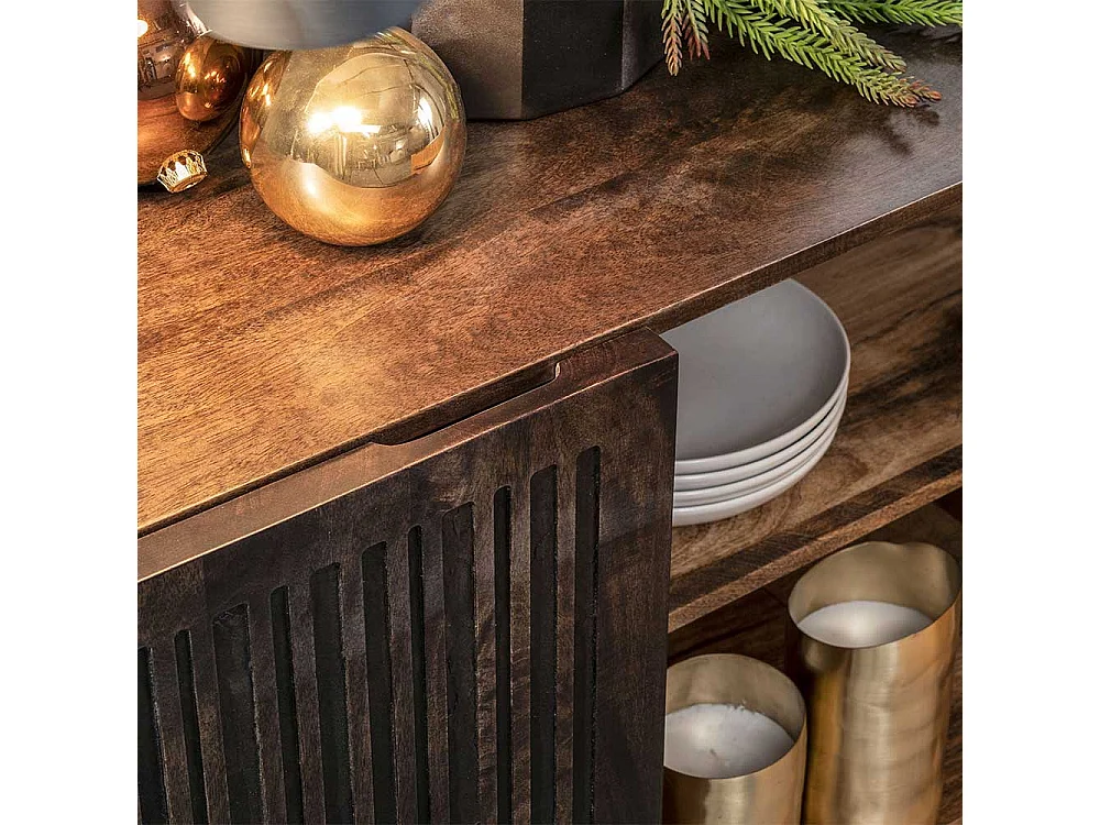 Sideboard aus Mangobaum Massivholz und Metall 160 cm breit
