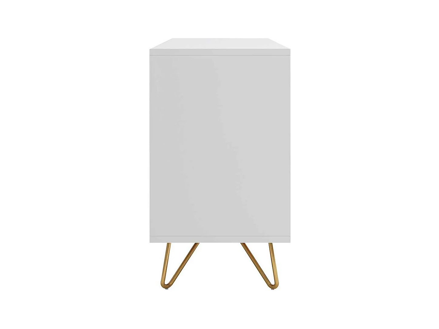 Skandi Sideboard in Weiß und Goldfarben Vierfußgestell aus Metall