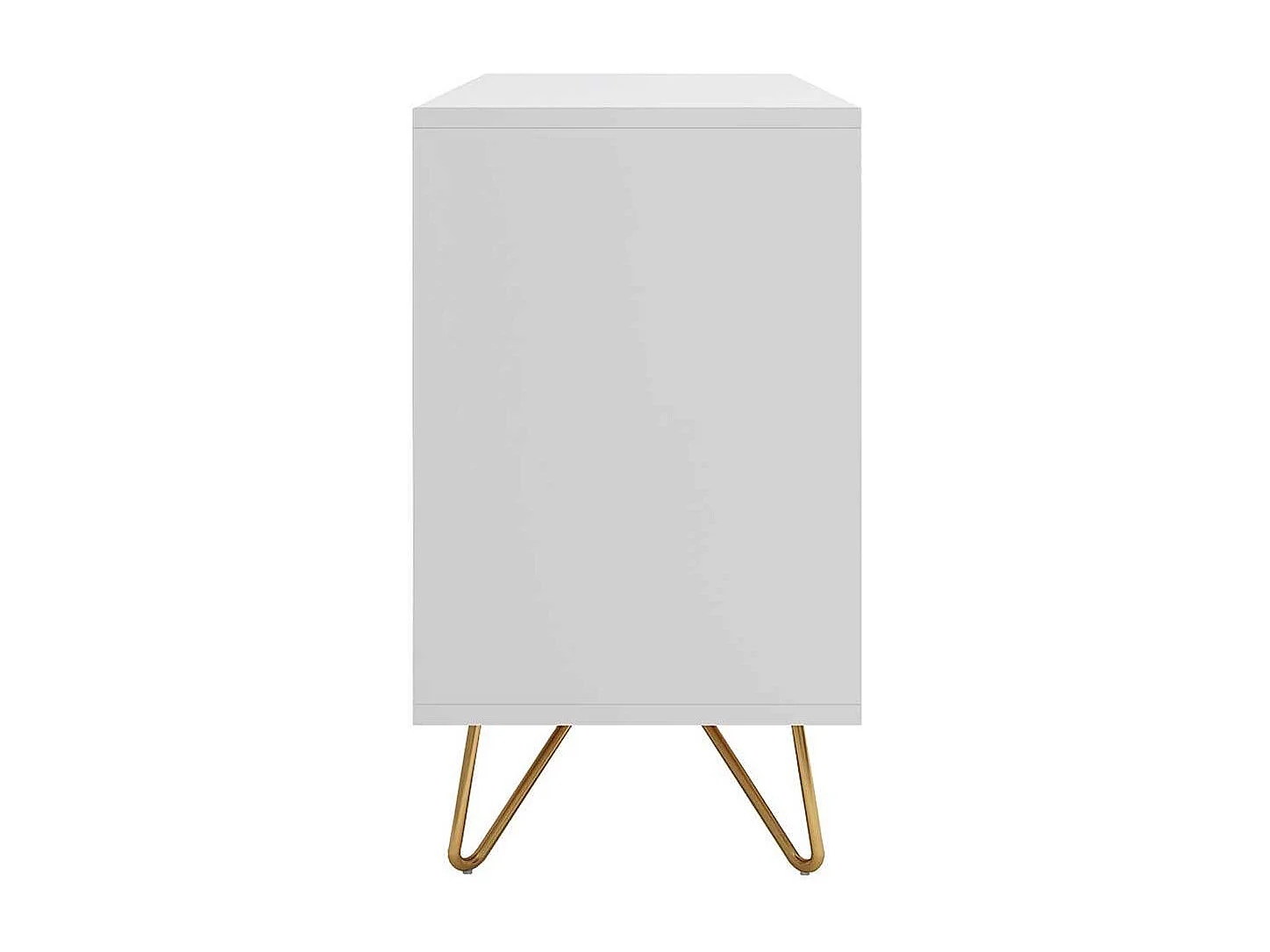 Skandi Sideboard in Weiß und Goldfarben Vierfußgestell aus Metall