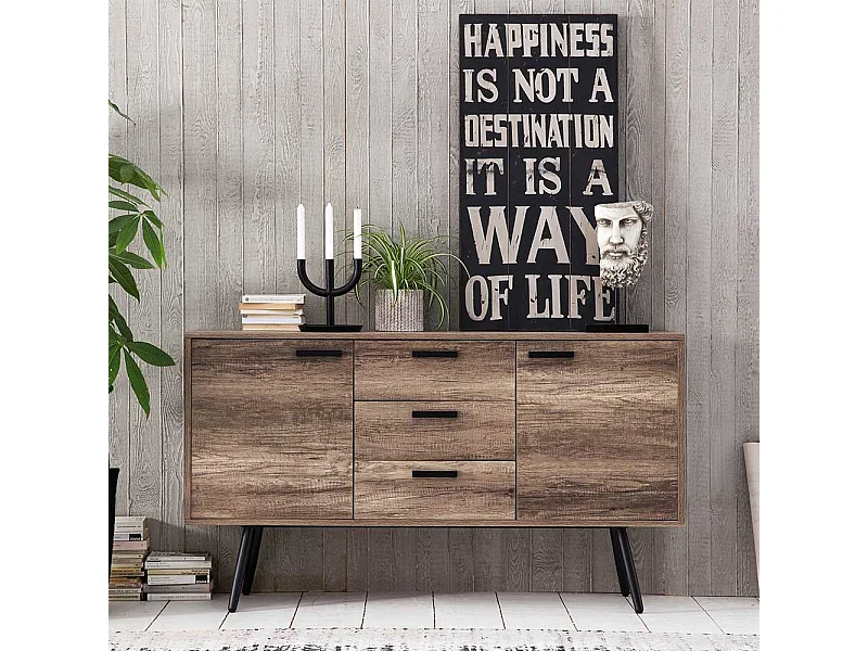 Esszimmersideboard in brauner Holzoptik drei Schubladen