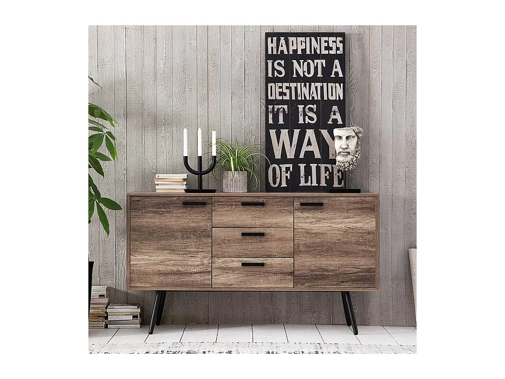 Esszimmersideboard in brauner Holzoptik drei Schubladen