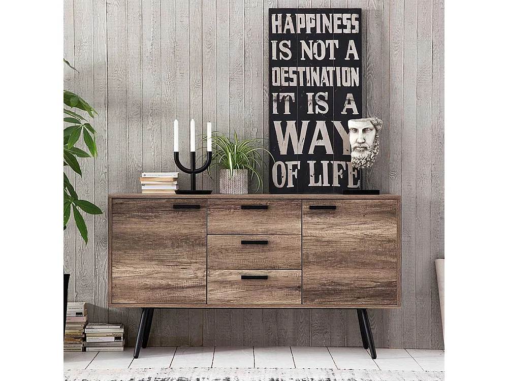 Esszimmersideboard in brauner Holzoptik drei Schubladen