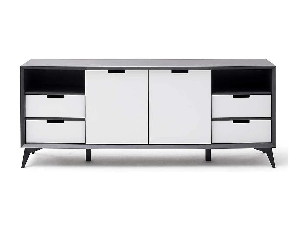 Design Sideboard in Grau und Weiß Wendefront