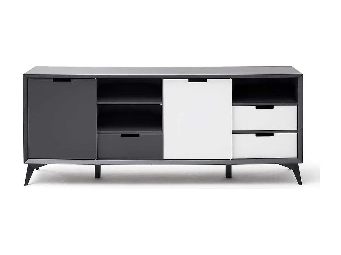 Design Sideboard in Grau und Weiß Wendefront