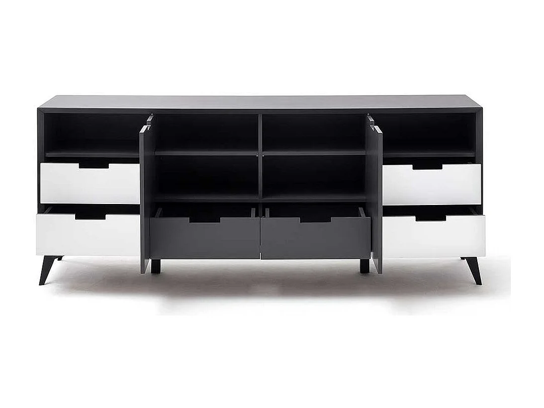 Design Sideboard in Grau und Weiß Wendefront