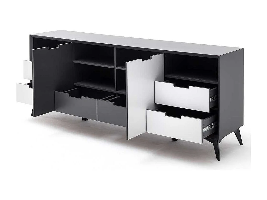 Design Sideboard in Grau und Weiß Wendefront