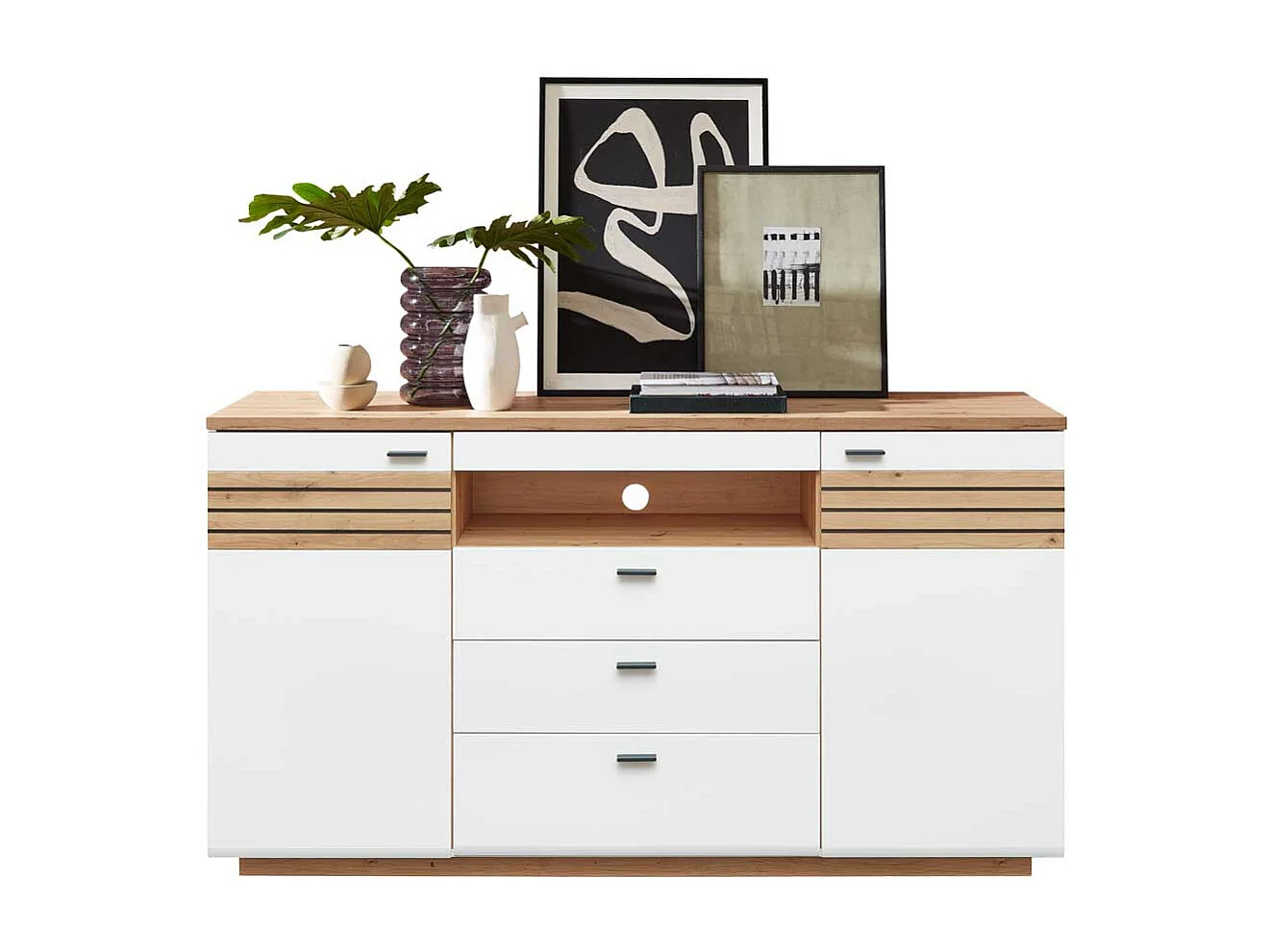 Sidebord Esszimmer in modernem Design Weiß und Wildeichefarben