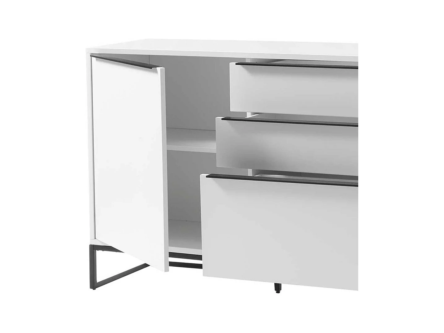 Wohnzimmer Sideboard in Weiß und Schwarz 85 cm hoch