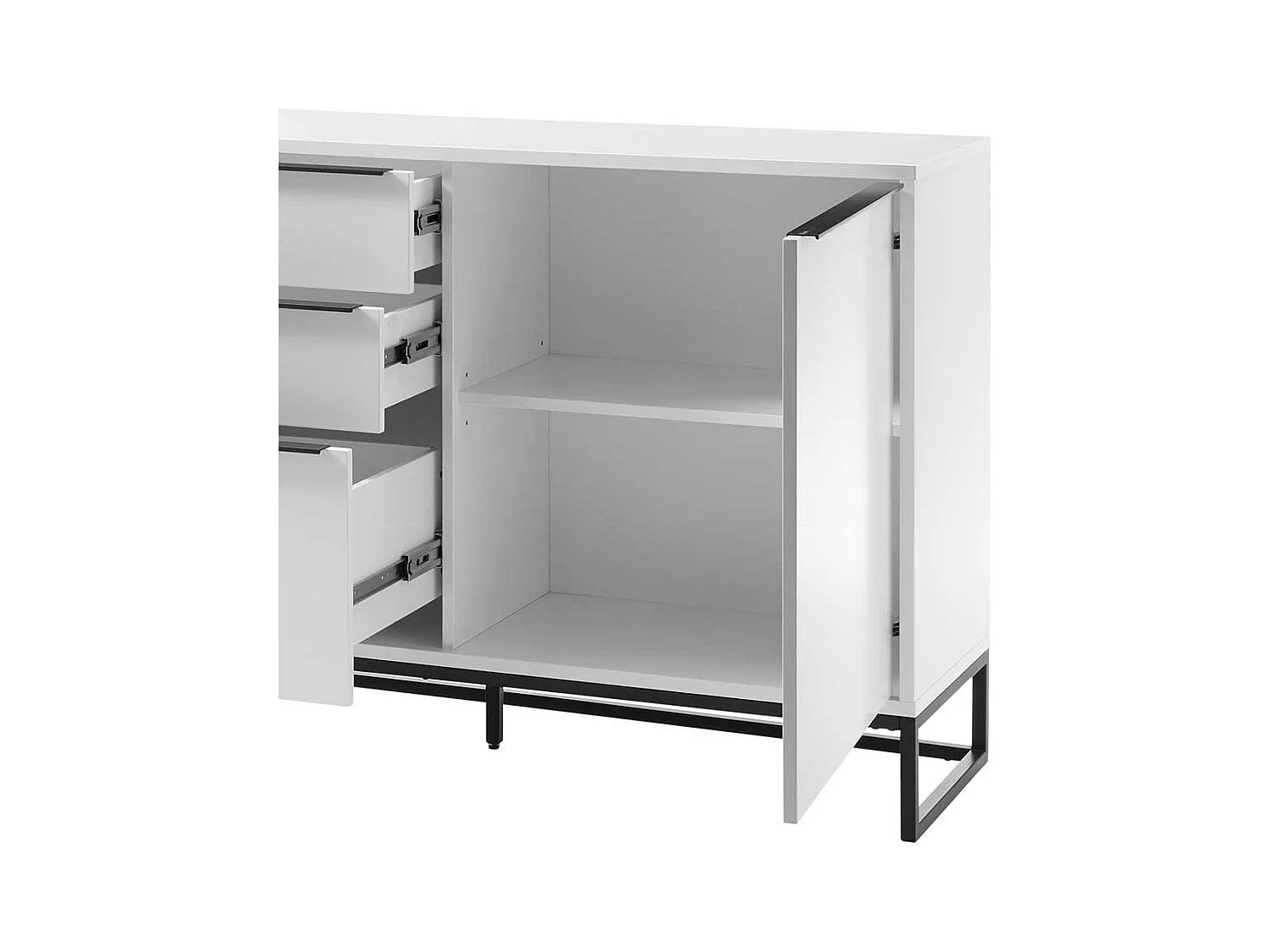 Wohnzimmer Sideboard in Weiß und Schwarz 85 cm hoch