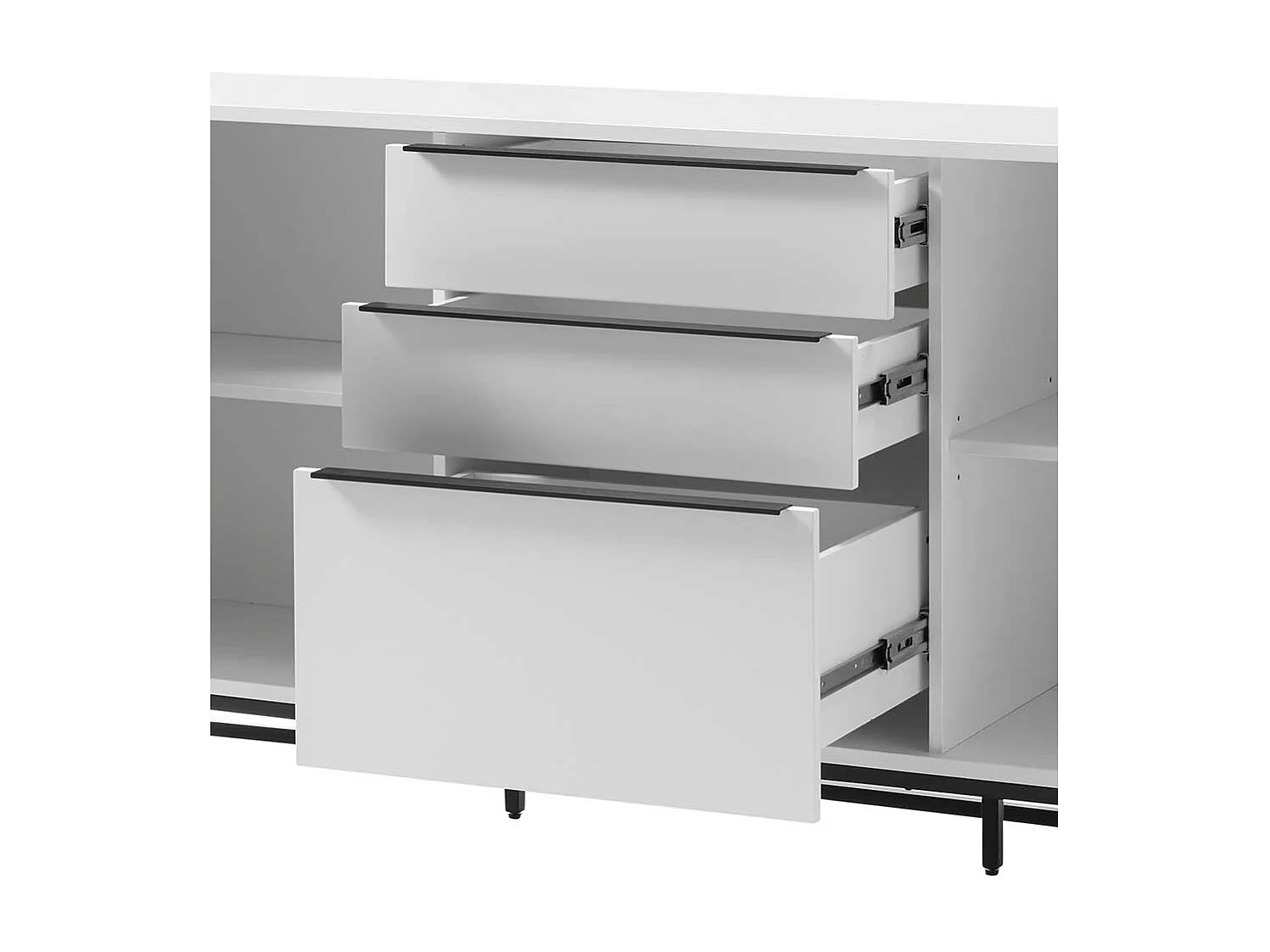 Wohnzimmer Sideboard in Weiß und Schwarz 85 cm hoch