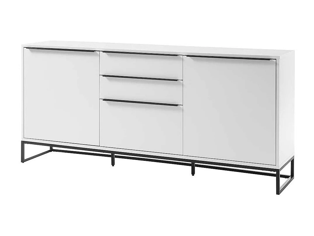 Wohnzimmer Sideboard in Weiß und Schwarz 85 cm hoch